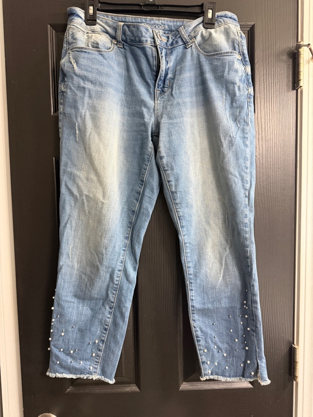 Maurices Light Blue Cropped Jeans with Pearl Accent